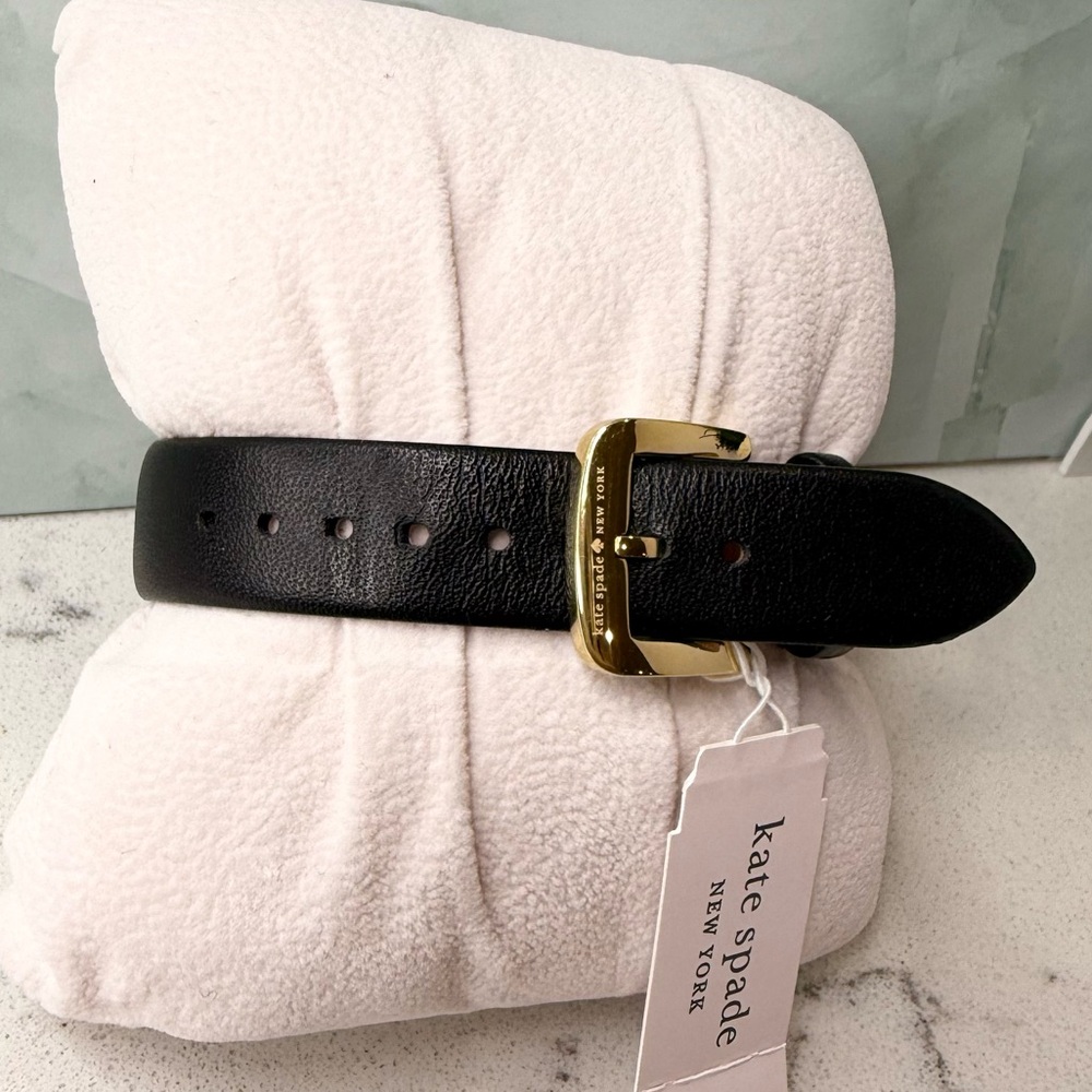 Kate Spade Metro Scallop Three-Hand Black Leather Watch 34mm - Picture 4 of 7